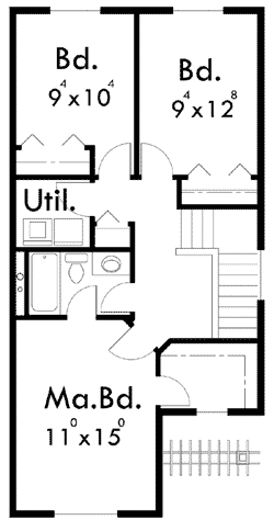 Plan 8158LB: Narrow Lot Duplex Home Plan - Floor Plan - 2nd Floor