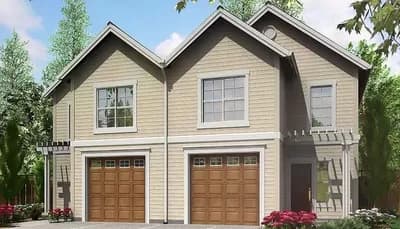 Narrow Lot Duplex Home Plan