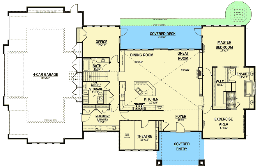 Plan 81601AB: Contemporary Prairie Style - Floor Plan - Main Level - Northwest, Prairie