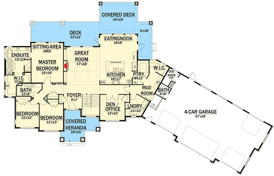 Plan 81602AB: Expandable Northwest Home Plan - Floor Plan - Main Level - Northwest, Ranch