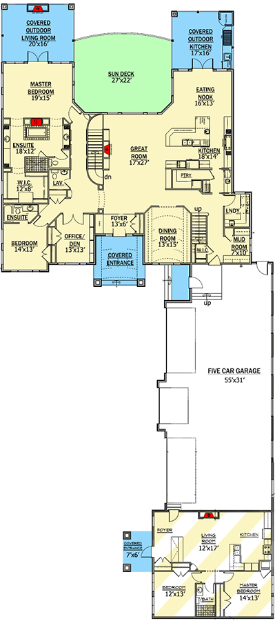 Plan 81605AB: Designed for Entertaining - Floor Plan - Main Level w/ Optionally Finished Guest Suite - Craftsman, Northwest