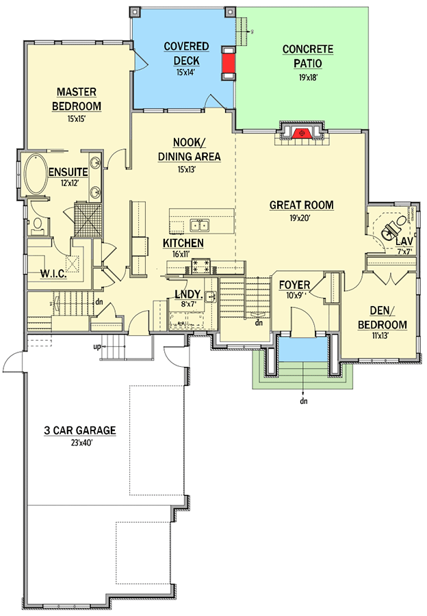 Plan 81609AB: Expandable Transitional House Plan with Flex Room and an Optional Finished Lower Level - Floor Plan - Main Level - European, Transitional