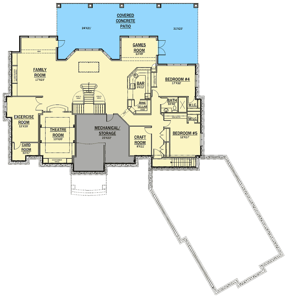 Plan 81611AB: Spacious Home With Great Views to Rear and Finished Lower Level - Floor Plan - Lower Level - New American, Northwest