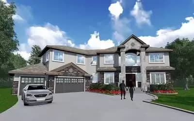 3820 Square Foot Home Plan with Dramatic Curved Staircase