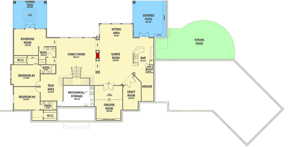 Plan 81625AB: Living Large - Floor Plan - Lower Level - Mountain, Northwest