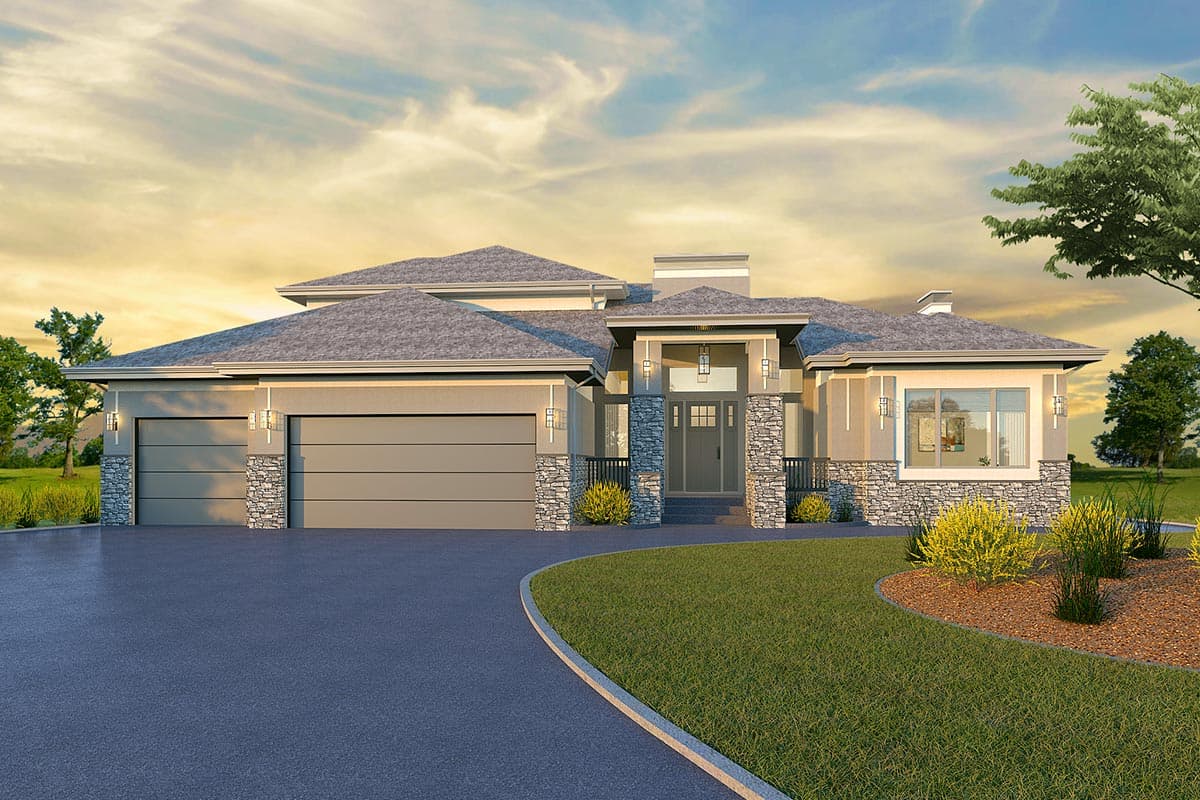 Plan 81636AB: Prairie Style Home Plan with Elevator andLower Level Expansion - 2876 Sq Ft - Image #7 - Contemporary, Mid Century Modern, New American, Northwest, Prairie