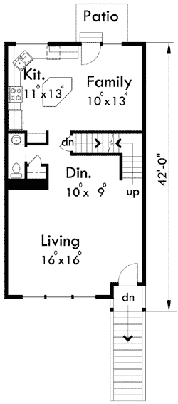 Plan 8164LB: 2-Story Two-Family Home Plan with Drive Under Garage - 1695 Sq Ft 3 Bed Units - Floor Plan - Main Level - Northwest, Traditional
