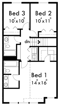 Plan 8164LB: 2-Story Two-Family Home Plan with Drive Under Garage - 1695 Sq Ft 3 Bed Units - Floor Plan - 2nd Floor - Northwest, Traditional