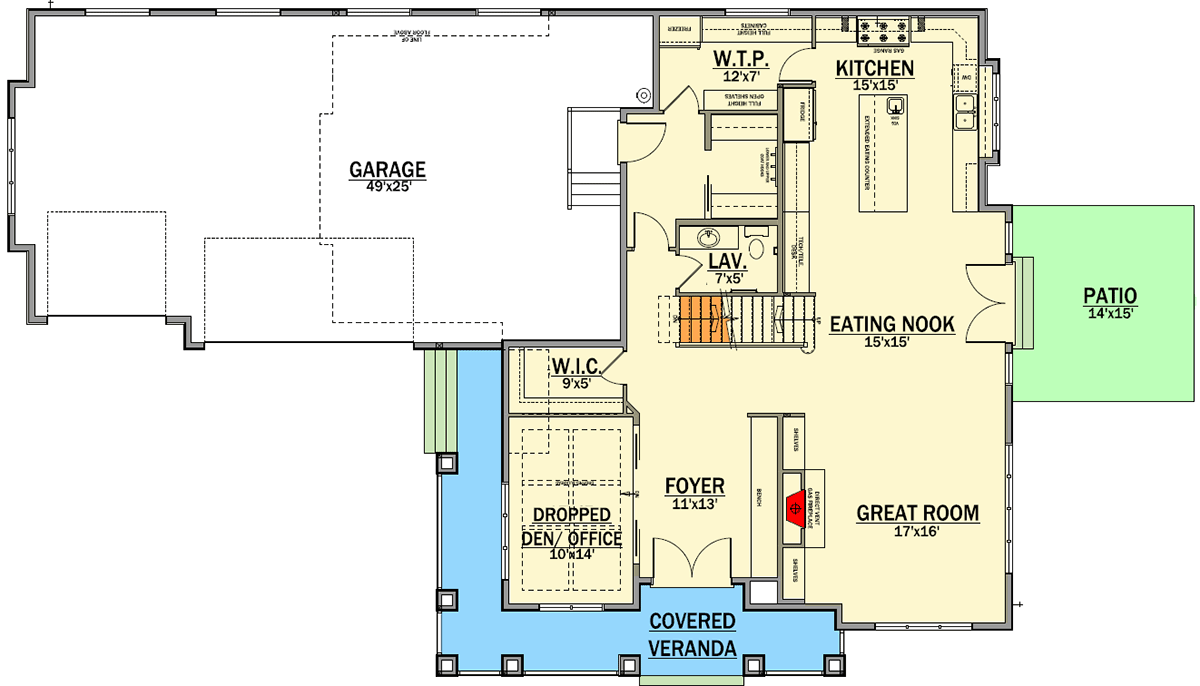 Plan 81640AB: Sunken Den - Floor Plan - Main Level - Northwest
