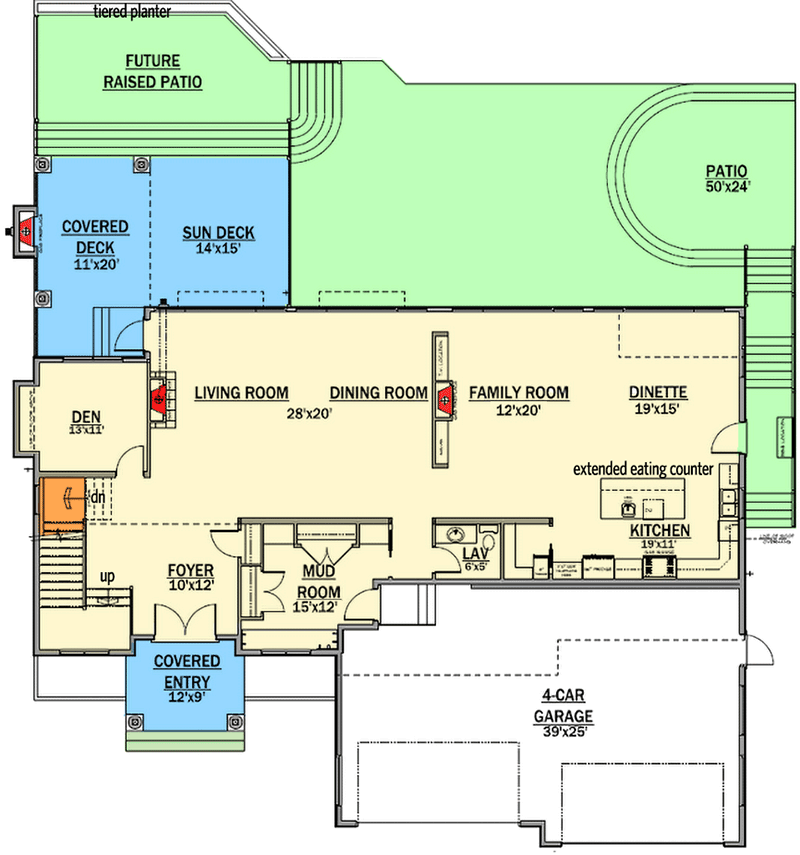 Plan 81642AB: 4-Bed Traditional House Plan with Spacious Outdoor Living - 4200 Sq Ft - Floor Plan - Main Level - Northwest, Traditional
