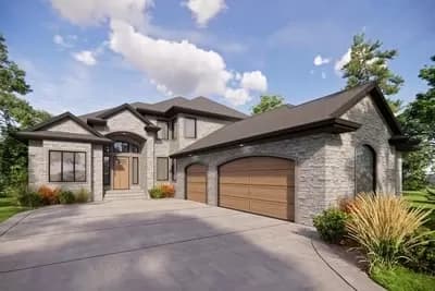 European Home with Courtyard Style Garage