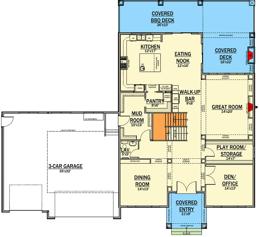Plan 81644AB: Your Own Home Gym - Floor Plan - Main Level - Traditional