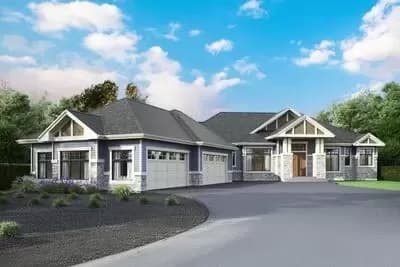 One-Story House Plan with Angled 4-Car Garage - Architectural Designs - 3503 Sq Ft