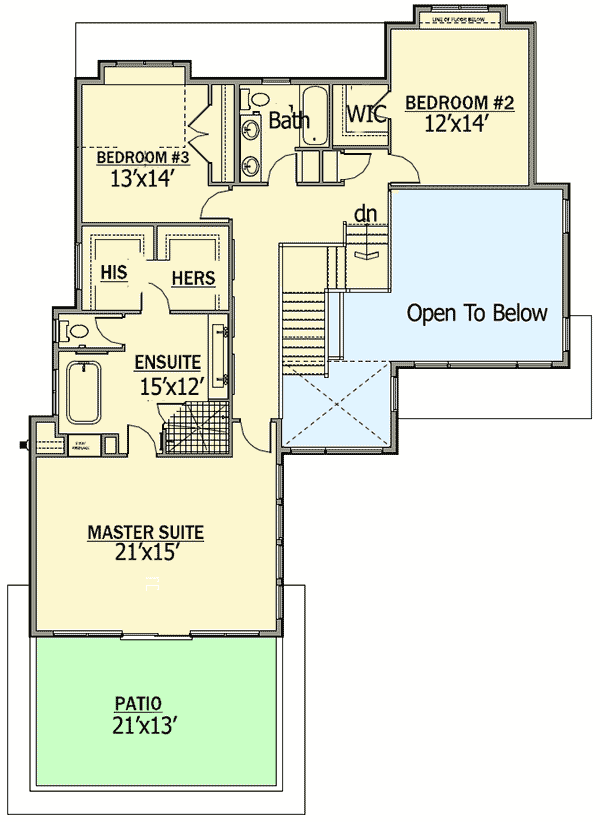 Plan 81647AB: Modern Living With Private Master Suite Patio - Floor Plan - 2nd Floor - Contemporary, Mid Century Modern, Modern, Northwest