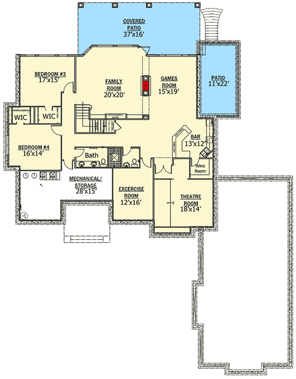 Plan 81648AB: European Home Plan with In-Law Suite - Floor Plan - Lower Level - European