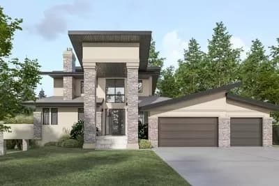 Edgy Design With 2-Story Entry Porch