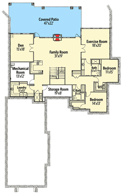 Plan 81655AB: Prairie Style Beauty with Two Master Bedrooms - Floor Plan - Lower Level - Craftsman, Northwest