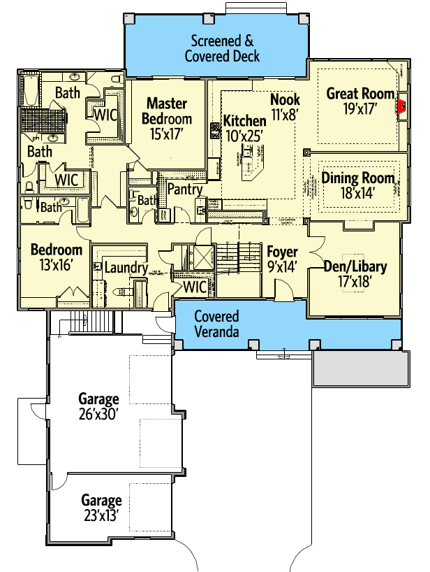 Plan 81658AB: Traditional House Plan with Optional Pool Room - Floor Plan - Main Level - Traditional