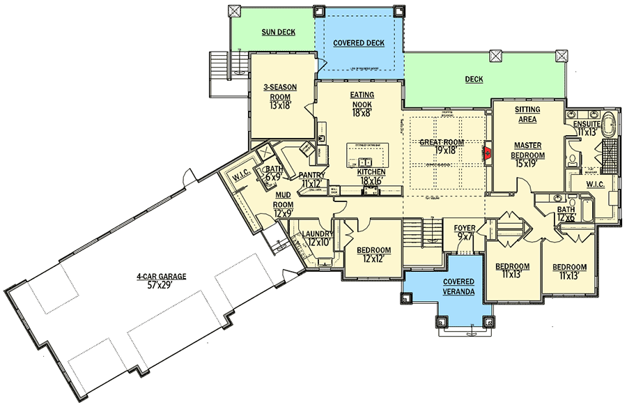 Plan 81660AB: Craftsman House Plan with 3 Season Room - Floor Plan - Basement - Craftsman, Northwest