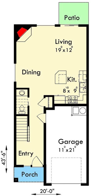 Plan 8167LB: 4-Bedroom Traditional House Plan for Infill or Narrow Lot - Floor Plan - Main Level - Craftsman, Northwest, Traditional