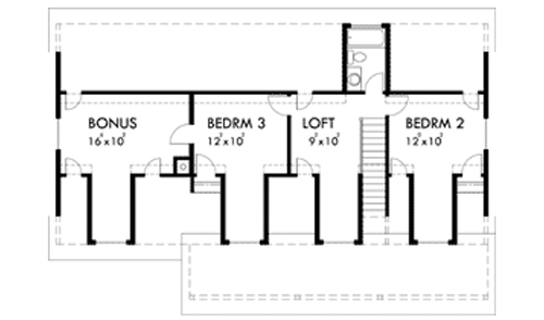 Plan 8168LB: 3 Bed House Plan for a Shallow Lot - 1784 Sq Ft - Floor Plan - 2nd Floor - Country, Traditional