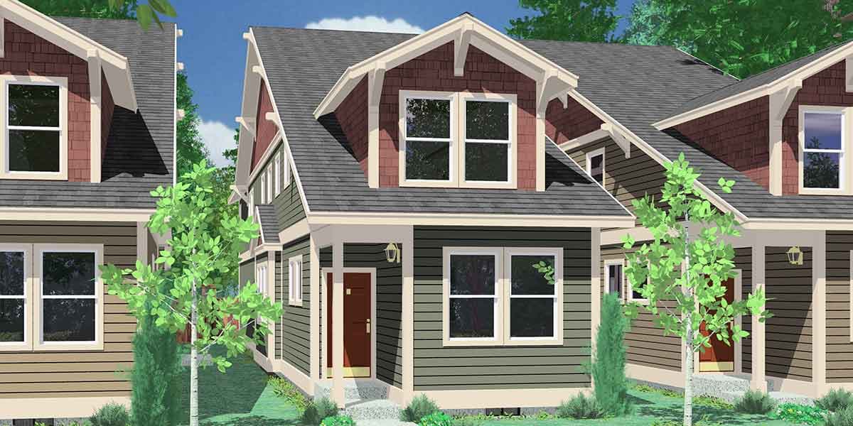 Craftsman style house plan exterior featuring gabled dormers, decorative brackets, and a covered front entry.