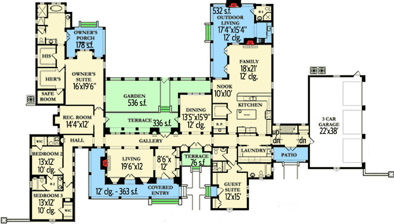 Plan 82003KA: Luxury French Normandy House Plan - Floor Plan - Main Level - European, French Country