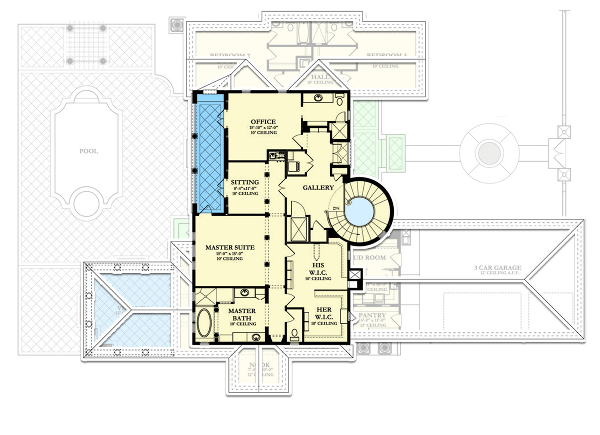 Plan 82008KA: Spanish Luxury Plan With Private Courtyard - Floor Plan - 2nd Floor - European, Florida-Style, Mediterranean, Spanish, Tuscan