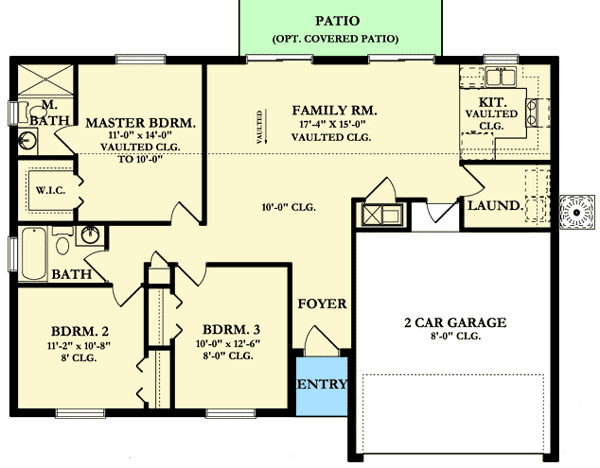 Plan 82022KA: Economical Ranch Home Plan - Floor Plan - Main Level - Ranch