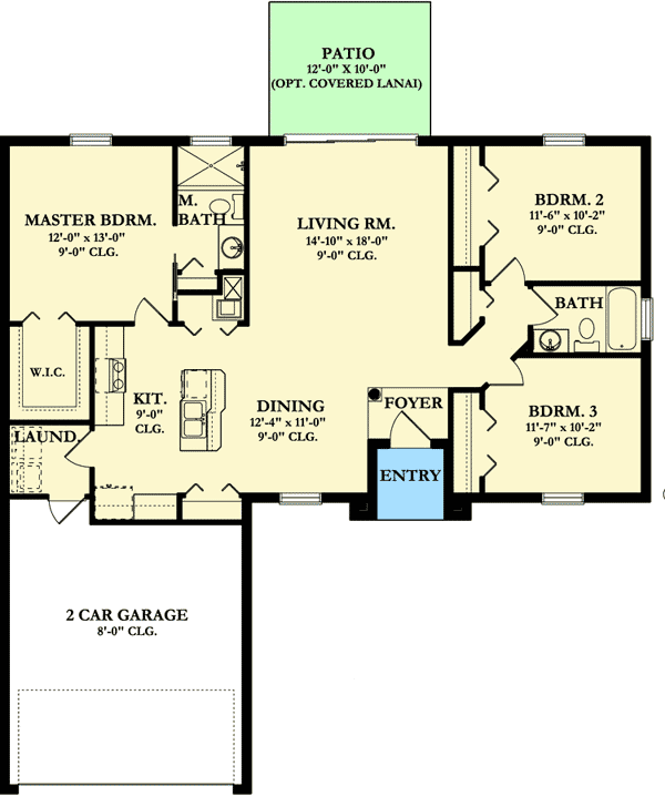 Plan 82023KA: Southern Ranch With Open Layout - Floor Plan - Main Level - European, Ranch, Southern