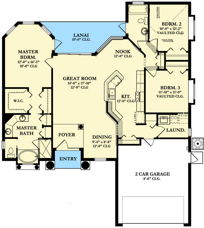 Plan 82026KA: Ideal Open Floor Plan and a Split Bedroom Layout - Floor Plan - Main Level - Florida-Style, Southern