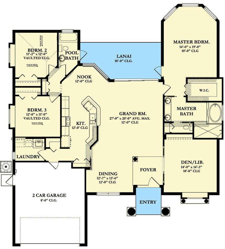 Plan 82032KA: Big, Beautiful Floor Plan - Floor Plan - Main Level - European, Florida-Style
