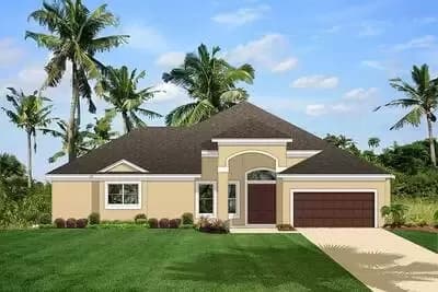 Home Plan With Courtyard and Guest Cabana
