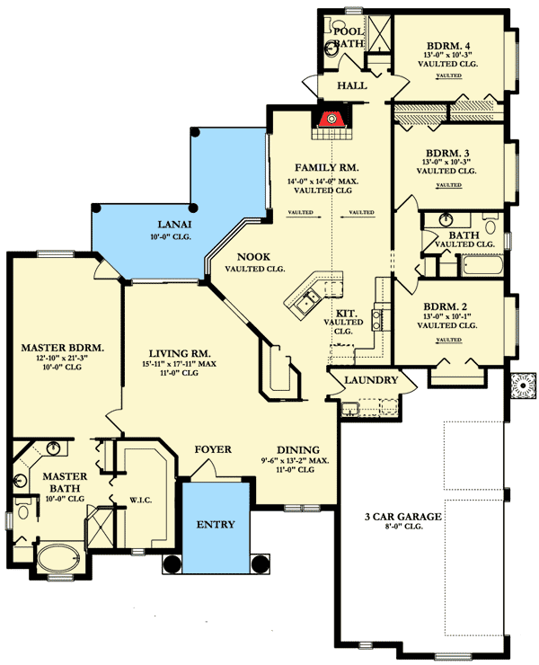 Plan 82036KA: Amazing Sightlines - Floor Plan - Main Level - European, Florida-Style