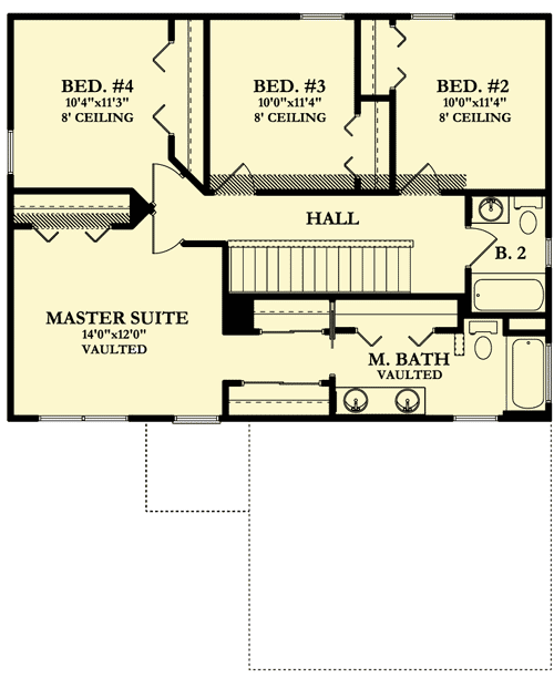 Plan 82050KA: Vaulted Master Suite - Floor Plan - 2nd Floor - Southern, Traditional