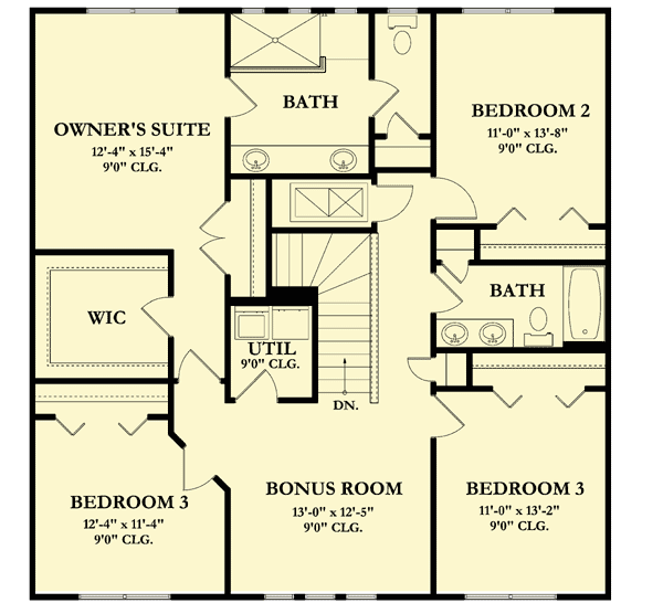 Plan 82062KA: 5 Bedrooms Plus Bonus Space - Floor Plan - 2nd Floor - Florida-Style, Mediterranean