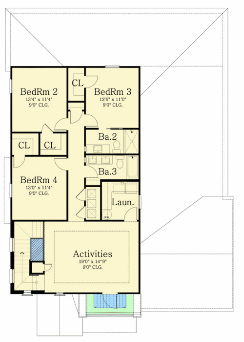 Plan 82069KA: 4 Bed Spanish Beauty - Floor Plan - 2nd Floor - Cottage, Southwest, Spanish