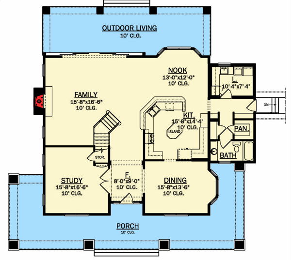 Plan 82070KA: Craftsman House Plan with Wrap-Around Porch - Floor Plan - Main Level - Craftsman, Northwest