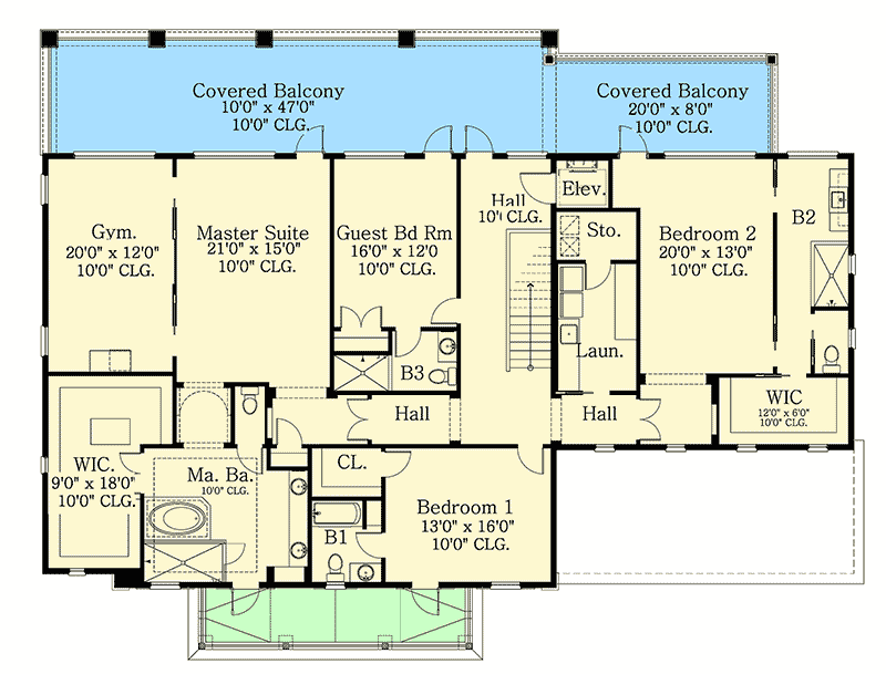 Plan 82074KA: Grand Colonial House Plan - Floor Plan - 2nd Floor - Colonial, Southern, Traditional