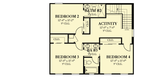 Plan 82099KA: Colonial with Front and Back Porches - Floor Plan - 2nd Floor - Colonial, Traditional