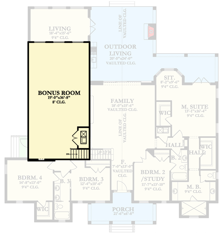 Plan 82100KA: Second Floor Bonus Room - Floor Plan - Bonus - Southern, Traditional