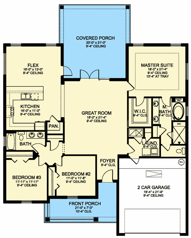 Plan 82106KA: Southern House Plan with Flex Room - Floor Plan - Main Level - Southern
