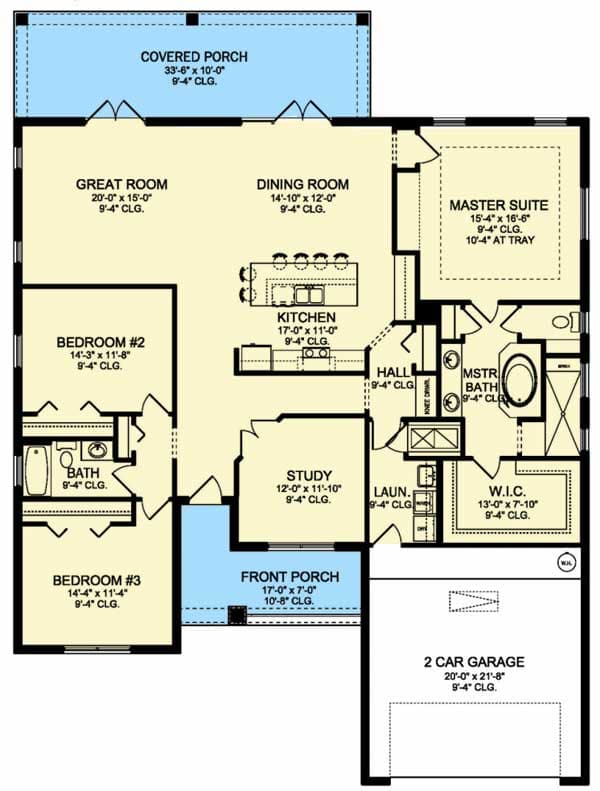 Plan 82111KA: One Level Traditional House Plan - Floor Plan - Main Level - Southern, Traditional