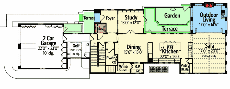 Plan 82152KA: Three Story Tuscan Abode - Floor Plan - Main Level - Mediterranean, Tuscan