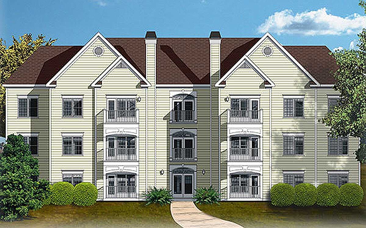 Plan image - 83120DC:12 Unit Apartment Building Plan - 1005 Sq Ft 2 Bedroom Units