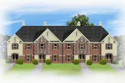 Townhouse Design with 4 Units - 1323 sq Ft 3 Beds Each