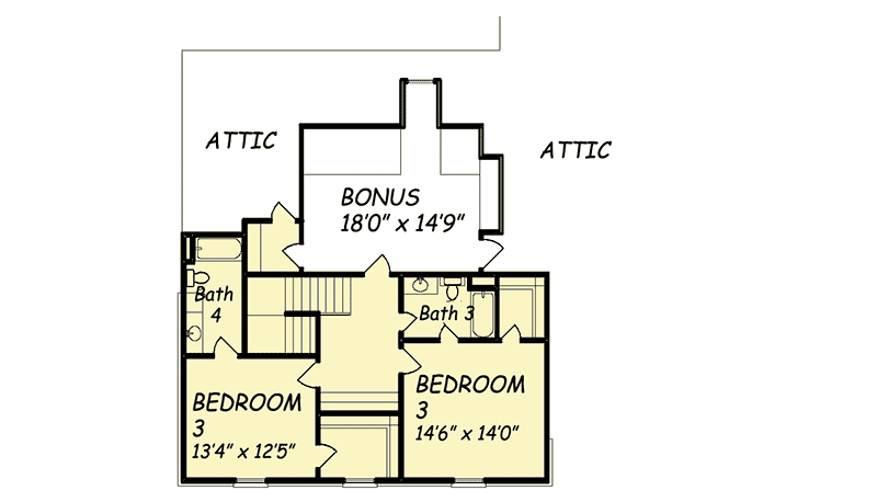 Plan 83819JW: 2-Story Home Plan with Flex Room - Floor Plan - 2nd Floor - European, French Country
