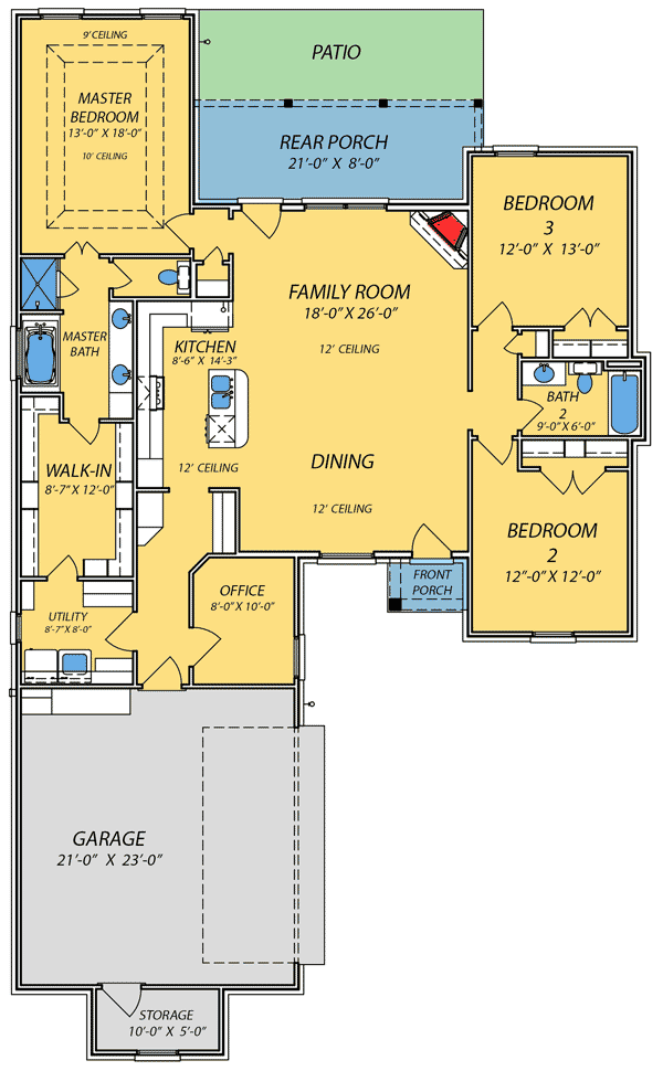 Plan 83845JW: Spacious Open Floor Plan - Floor Plan - Main Level - Southern, Traditional
