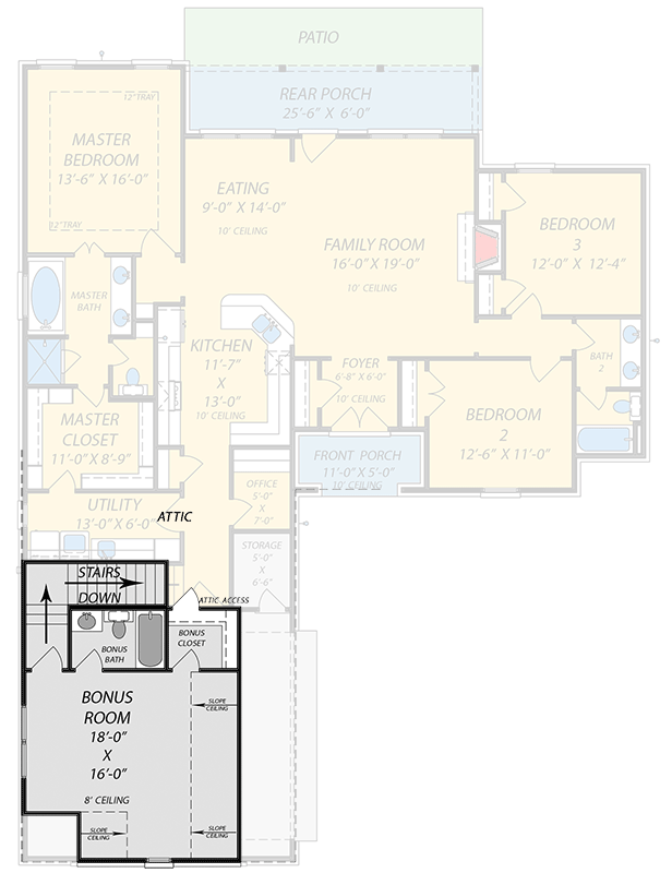 Plan 83870JW: Modest French Country House Plan - Floor Plan - Bonus - Acadian, French Country, Louisiana-Style