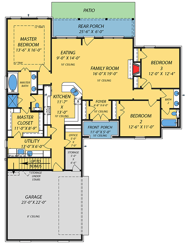Plan 83870JW: Modest French Country House Plan - Floor Plan - Main Level - Acadian, French Country, Louisiana-Style